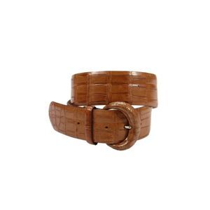 Tardini Womens Genuine Alligator 2" Width Oval Buckle Belt Sports Rust Sz 34